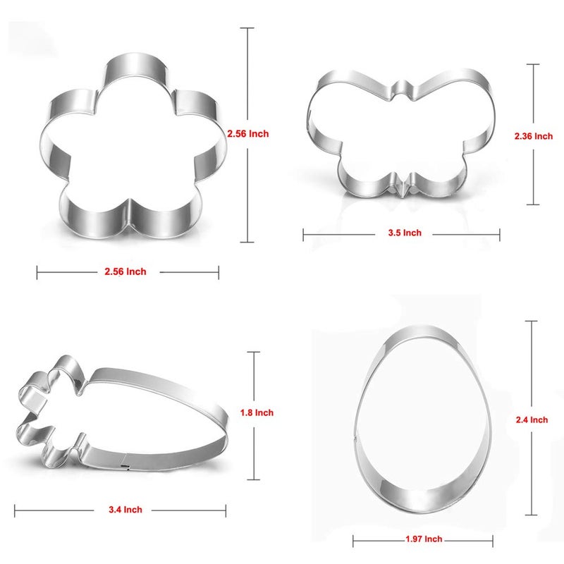Maykito Easter Cookie Cutter Set - 7 piece - Egg, Carrot, Bunny, Flower, Chick, Bunny Face and Butterfly - Image 3